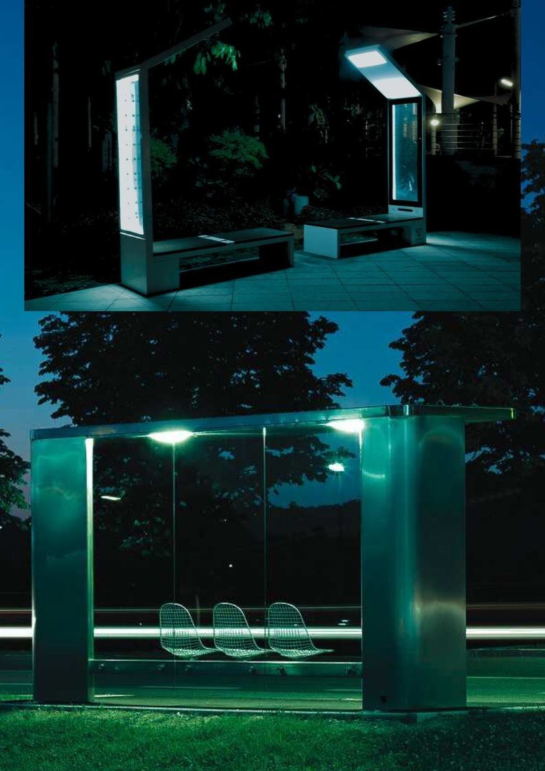 Smart bench at night