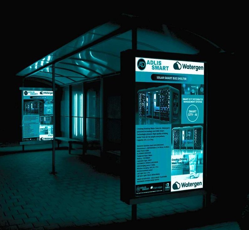 Smart bus shelter with digital display